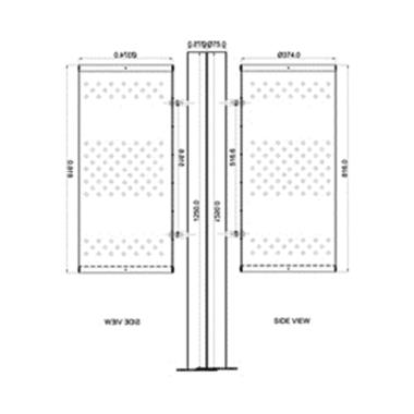 Pole Mounted Double Dustbin | Ozone
